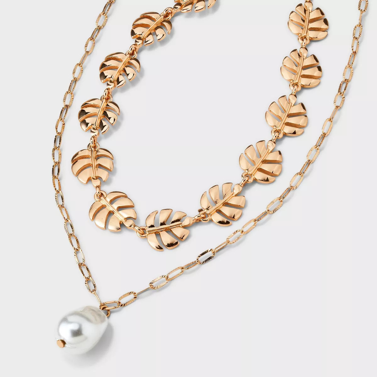 Monstera Pearl Multi-Strand Necklace - A New Day™ Gold | Target