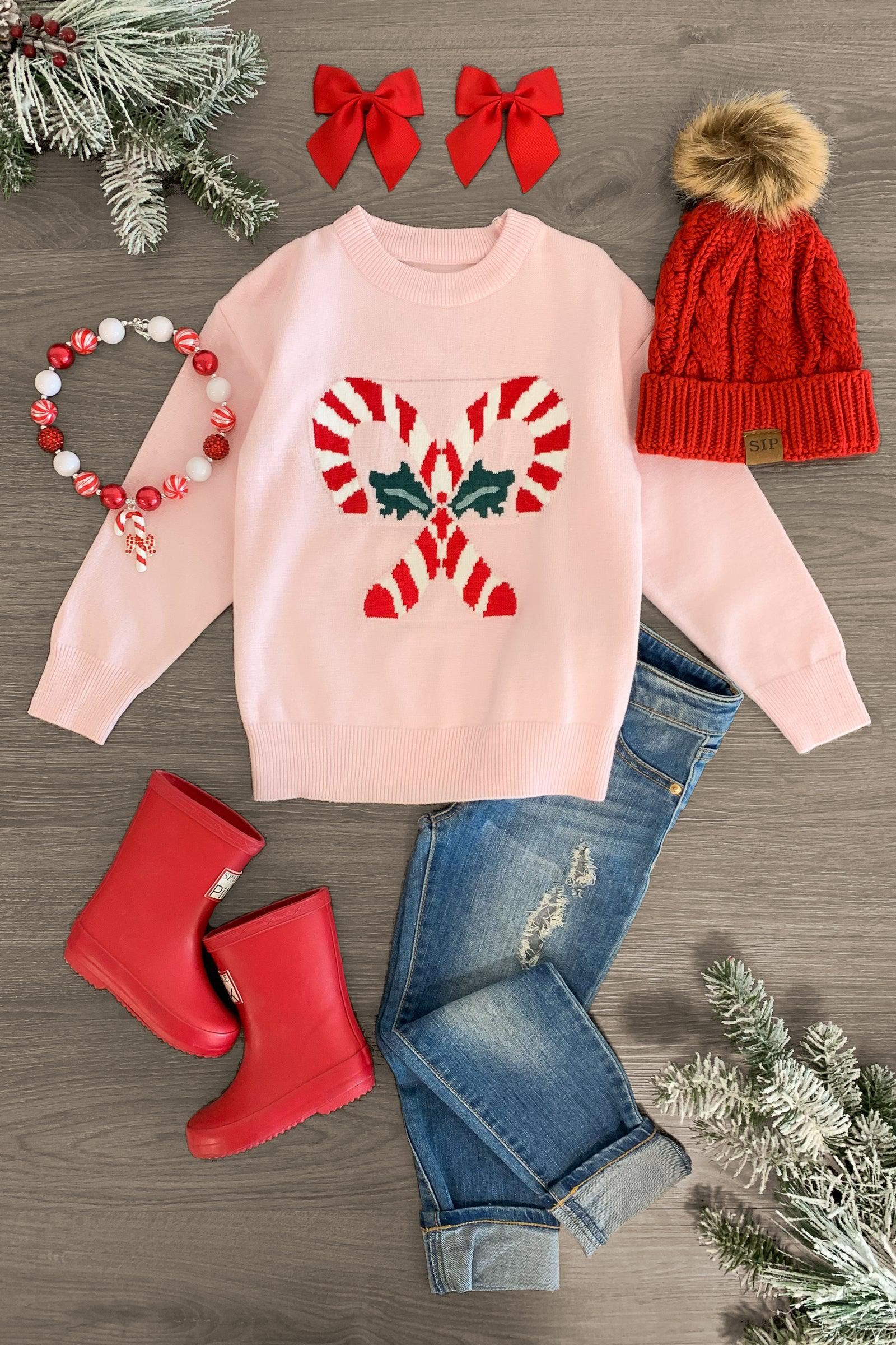 Light Pink Candy Cane Sweater | Sparkle In Pink