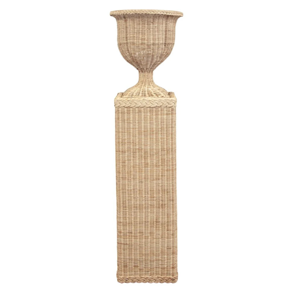 Wicker Urn and Pedestal with Braided Detail | Paloma & Co.