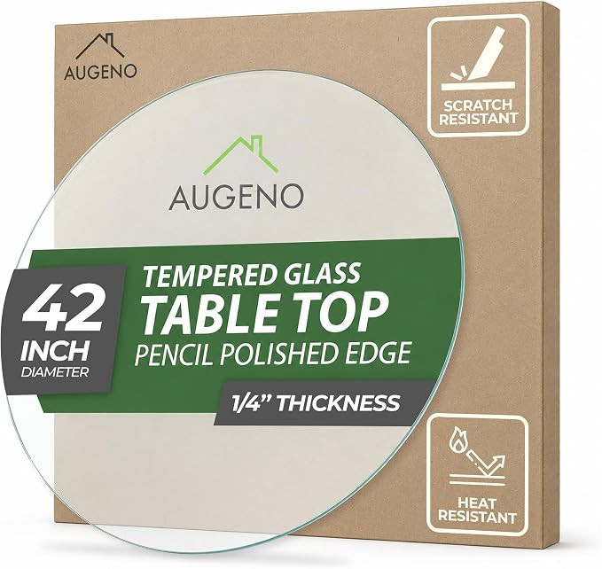 42 inch Round 1/4" Thick Pencil Polished Edge Glass Table Top with 6 Bumpers - Tempered, Scratch ... | Amazon (US)