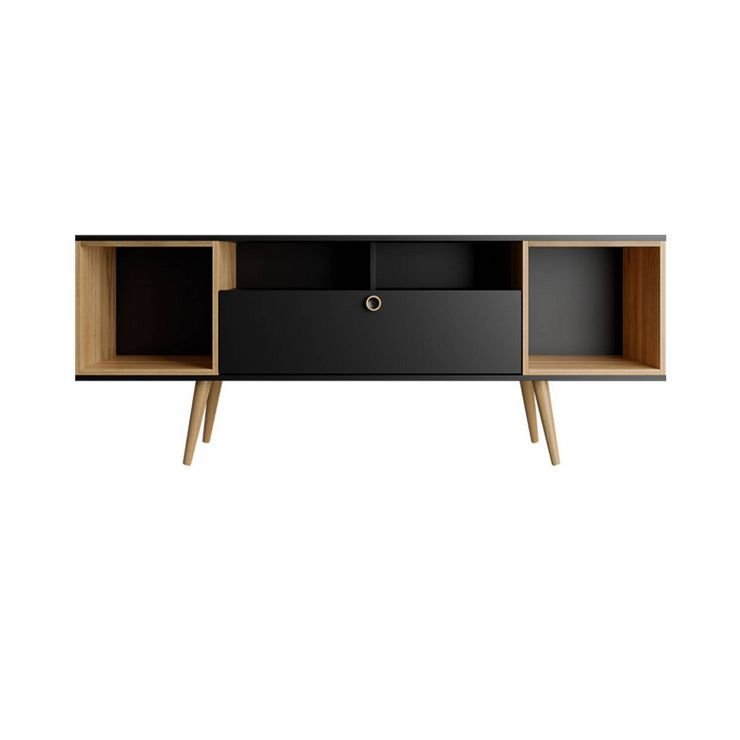 Theodore TV Stand for TVs up to 60&#34; Black/Cinnamon - Manhattan Comfort | Target