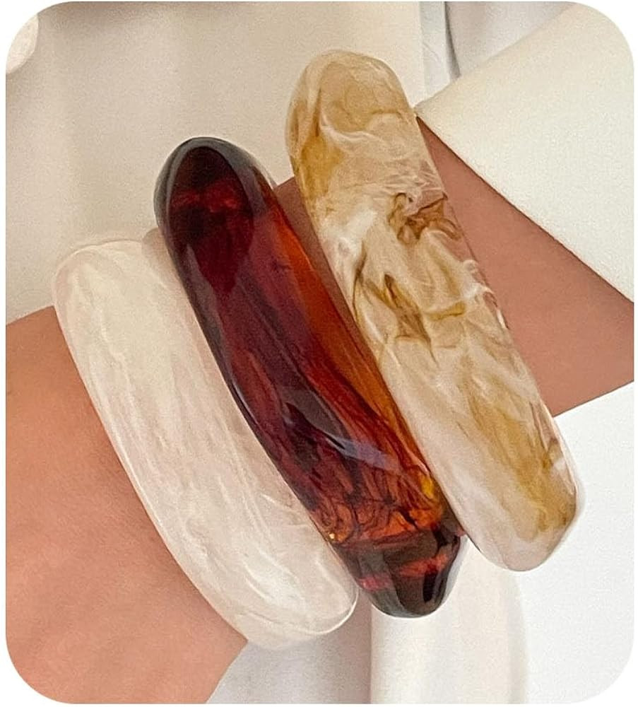 Irregular Square Acrylic Chunky Bangle Bracelets for Women Punk Resin Cuff Bangle Bracelet Set Fa... | Amazon (US)