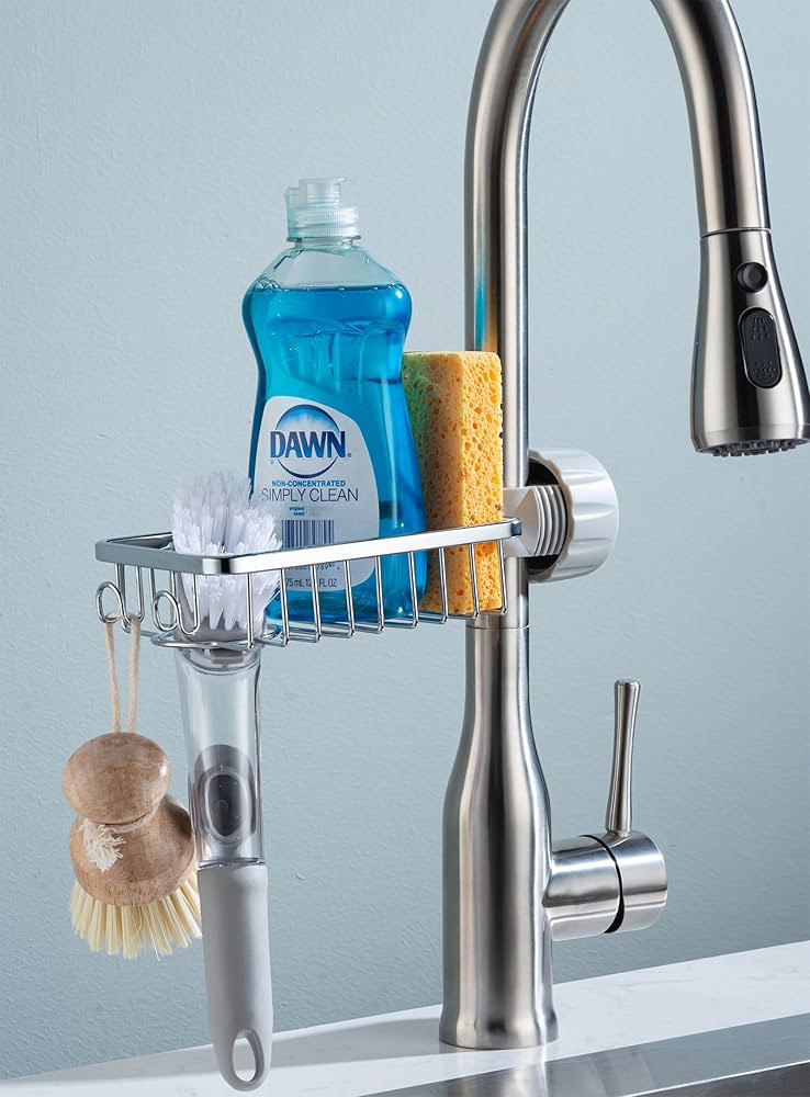 LONIN Sponge Holder Over Faucet Kitchen Sink Caddy Organizer, Stainless Steel Detachable Hanging ... | Amazon (US)