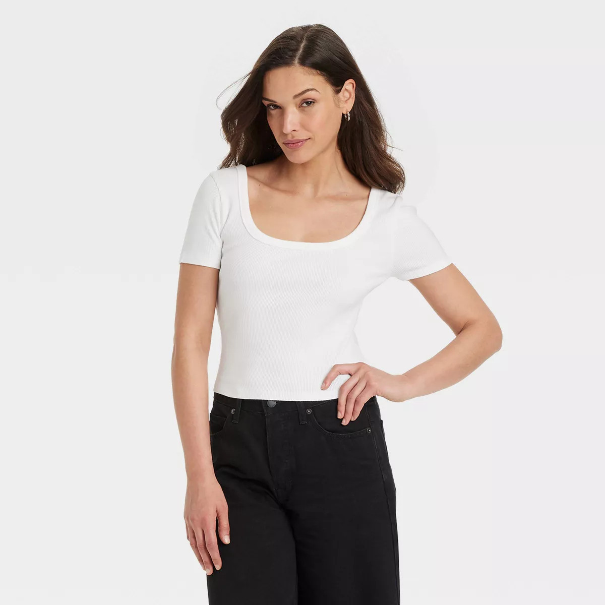 Women's Shrunken Short Sleeve Scoop Neck T-Shirt - Universal Thread™ | Target