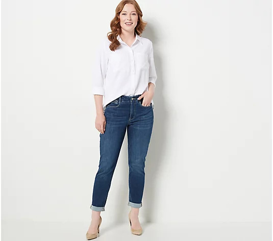 NYDJ High Rise Girlfriend Jean with Hollywood Waistband- Walton | QVC