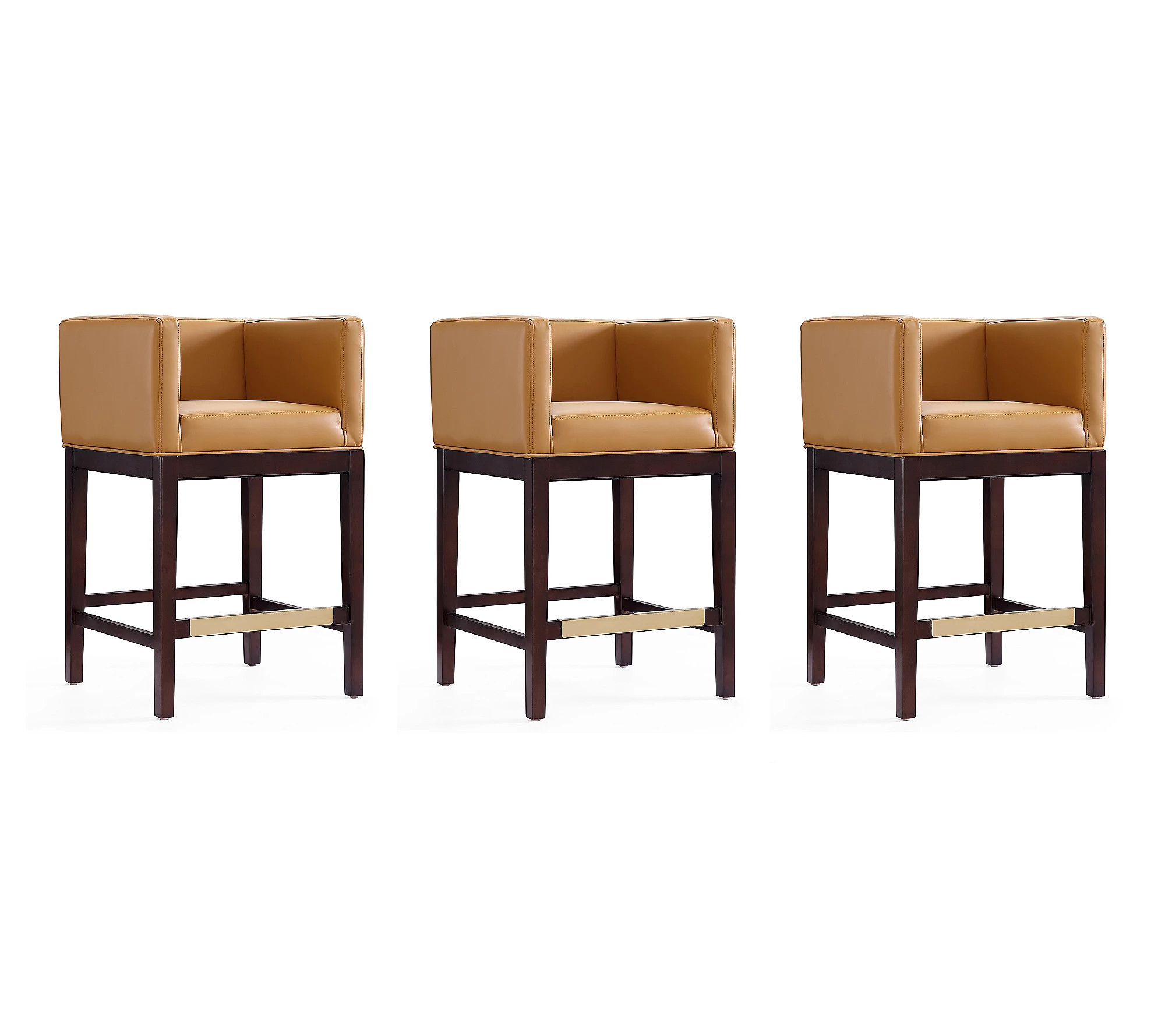 Manhattan Comfort Kingsley Upholstered Counter Stool- Set of 3 | QVC