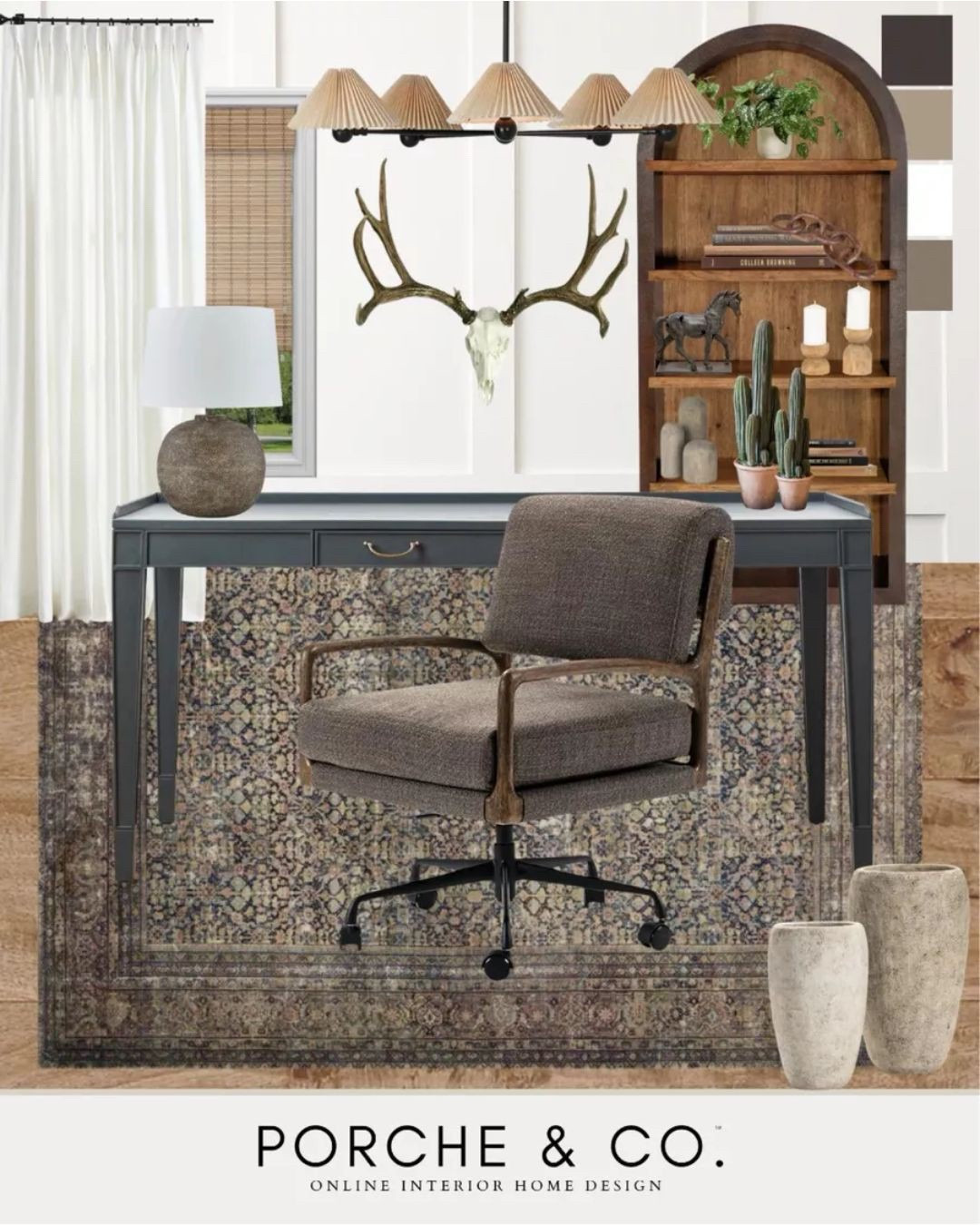 Where moody Southwestern vibes meet modern classic style 🌵✨ — this home office is all about rich texture, warm tones, and transitional details. A space designed to inspire, focus, and get things done — in style. #LTKHome #MoodyDesign #ModernClassic #TransitionalOffice #porcheandco

#LTKStyleTip #LTKHome