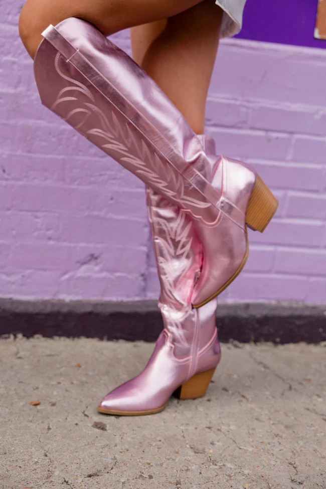 Shania Metallic Pink Cowboy Boot SALE | Pink Lily
