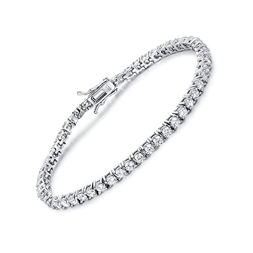 TIKJE 925 Sterling Silver 2-7mm Cubic Zirconia Classic Tennis Bracelet | White Gold Bracelets for... | Amazon (US)