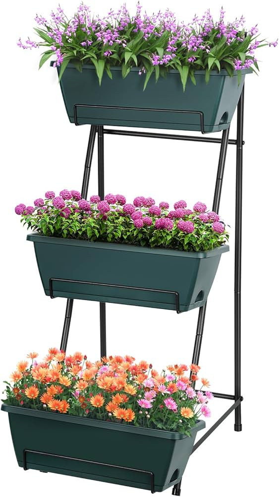 Raised Garden Bed 3 Tier Vertical Garden Planter Standing Garden Bed Planter Box Outdoor Herb Pla... | Amazon (US)