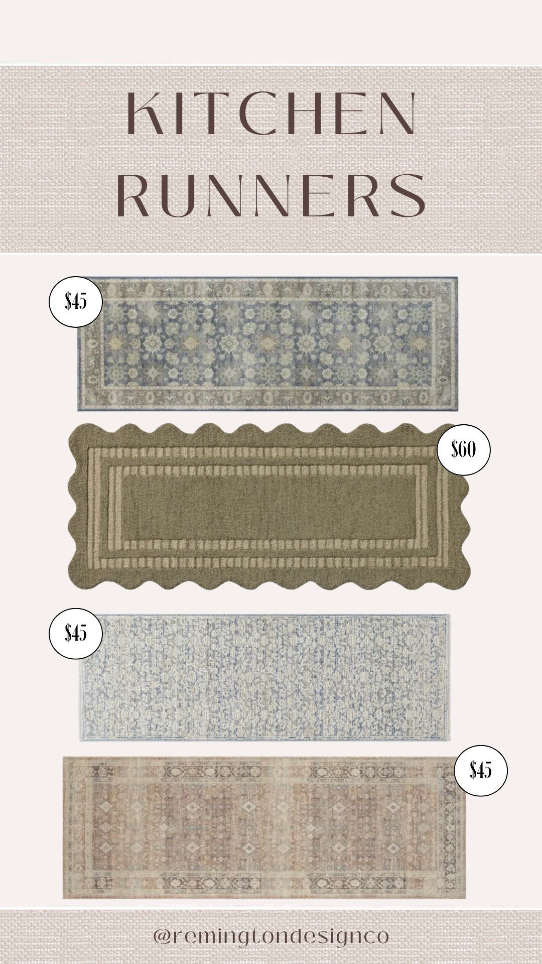 Kitchen Runners all under $60🙌🏼 

Kitchen runner - Rug - Kitchen essentials - Home decor - Style tips - Runner - Elevated looks  #LTKStyleTip