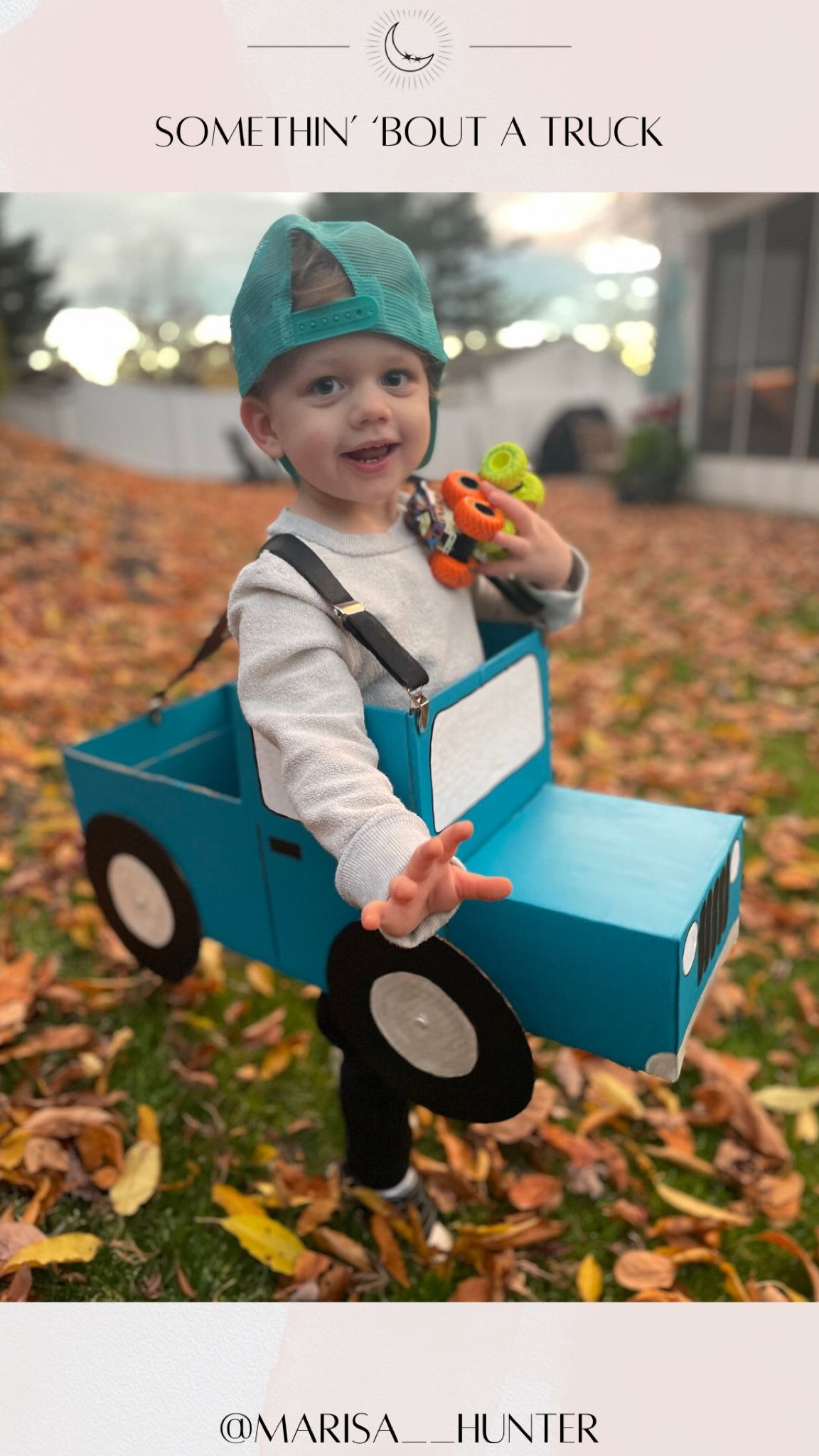 Somethin’ ‘ bout a truck 🛻 

DIY Halloween costume toddler boy costume truck pick up truck diy truck costume inspiration monster trucks trucker hat halloweek Halloween costume week Amazon basics vans monster truck 

#LTKkids #LTKHalloween #LTKbaby