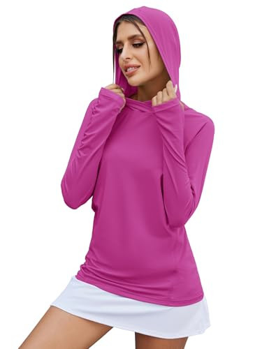 LUYAA Women's UPF 50+ Sun Protection Shirt Long Sleeve SPF UV Shirt Rash Guard Hiking Fishing Tops Lightweight XL Purple Red | Amazon (US)