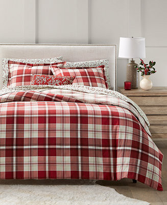 Crimson Plaid Flannel 2-Pc. Duvet Set, Twin, Macy's Exclusive | Macy's