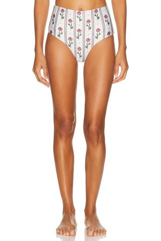 Agua by Agua Bendita Magenta Bikini Bottom in Quebrada in Cream | FWRD 