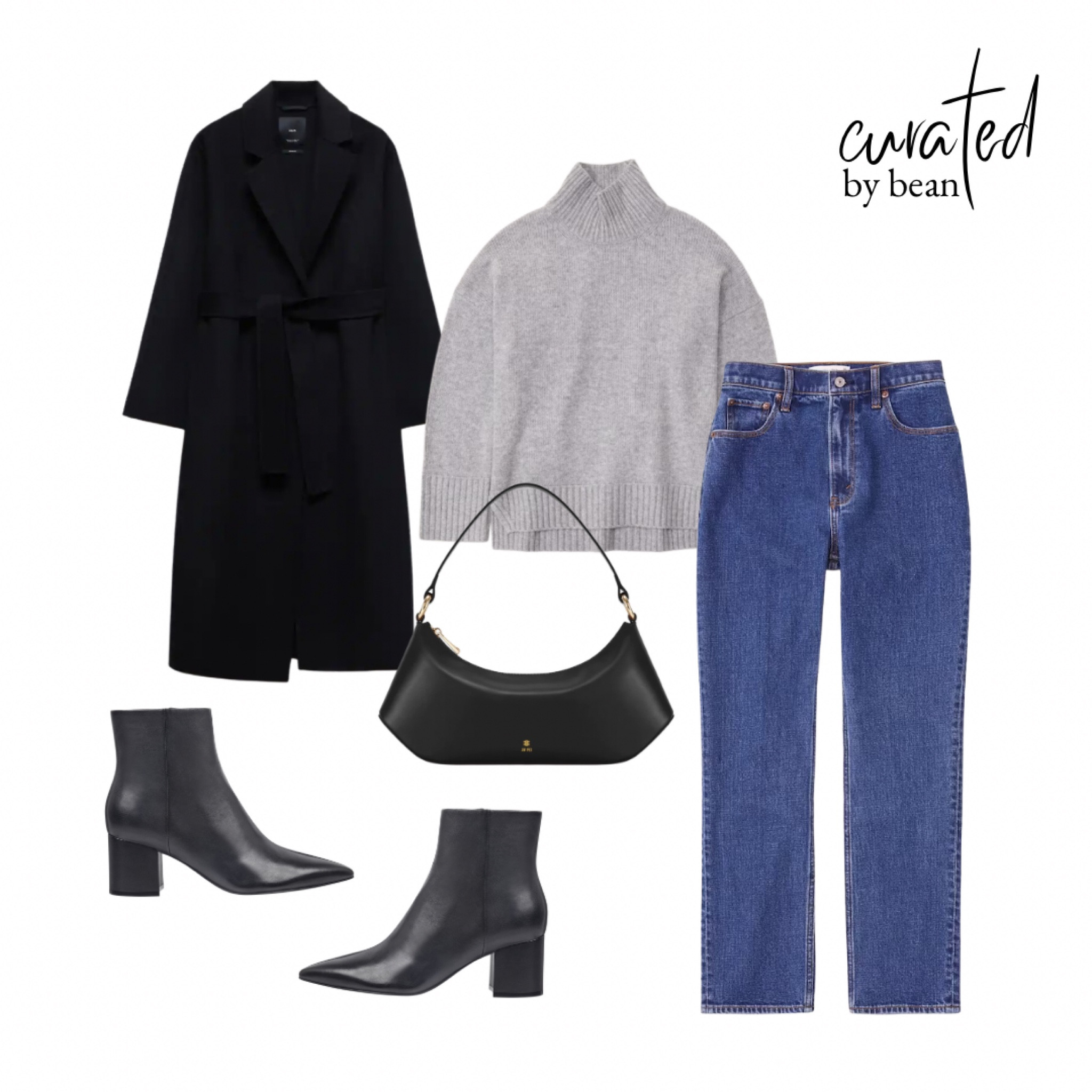 Black coat. Oversized coat. Turtleneck sweater. Oversized sweater. Fall fashion outfit. Jeans. Leather boots. 

#LTKSeasonal