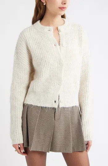 Fuzzy Crewneck Cardigan | Nordstrom