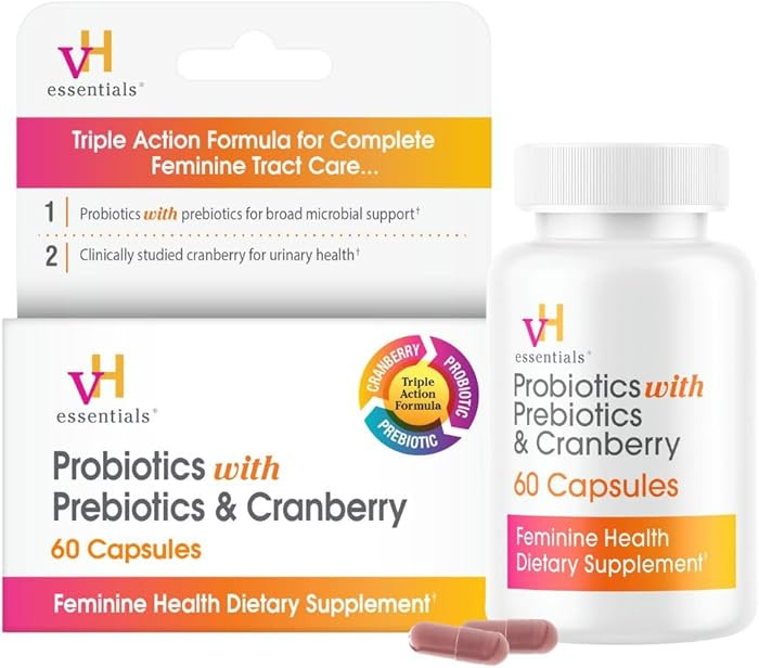 vH Essentials Probiotics for Women with Prebiotics, Cranberry & Vitamin C - 60 Capsules (30 Day S... | Amazon (US)