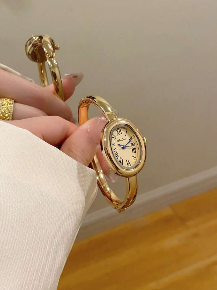 1pc Vintage Luxury Gold/Silver Color Petite Women Bracelet Watch, Fashionable Minimalist Elegant ... | SHEIN