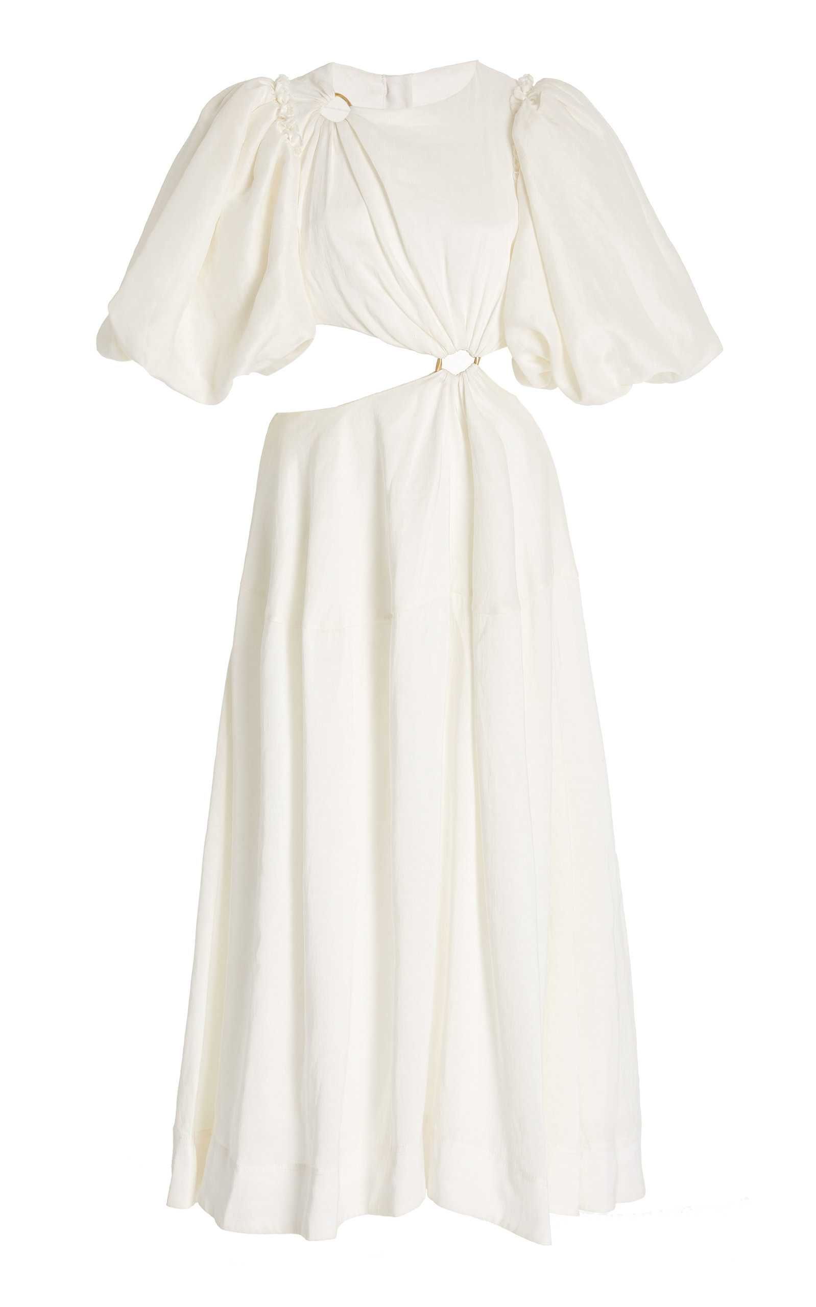 Vanades Cutout Linen-Blend Midi Dress | Moda Operandi (Global)