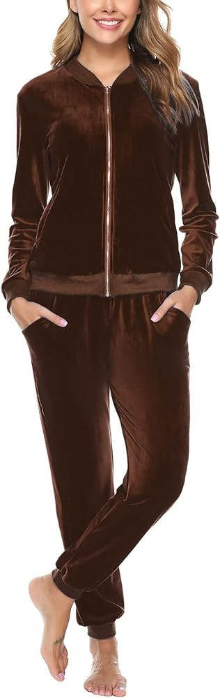 Totatuit Velour Tracksuit Womens Sweatsuit Set Long Sleeve Zip Up Jacket & Drawstring Sweatpants ... | Amazon (US)