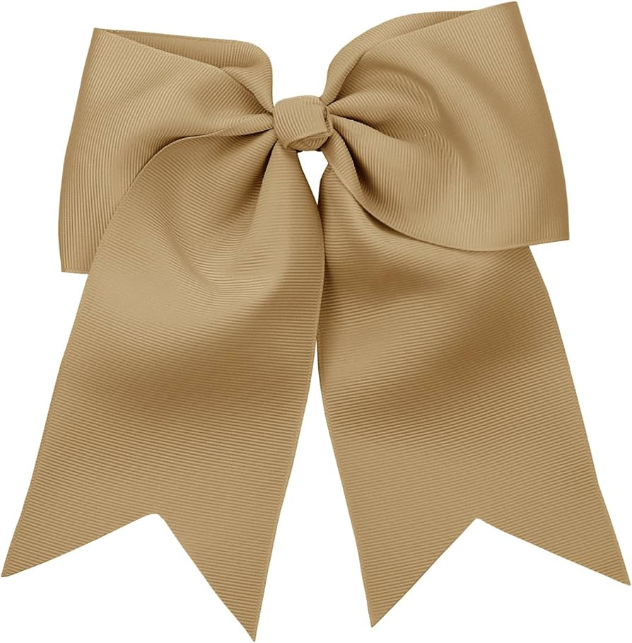 NYFASHION101 Women's Girls' Smooth Grosgrain Ribbon Bow Alligator Clip, Beige | Amazon (US)