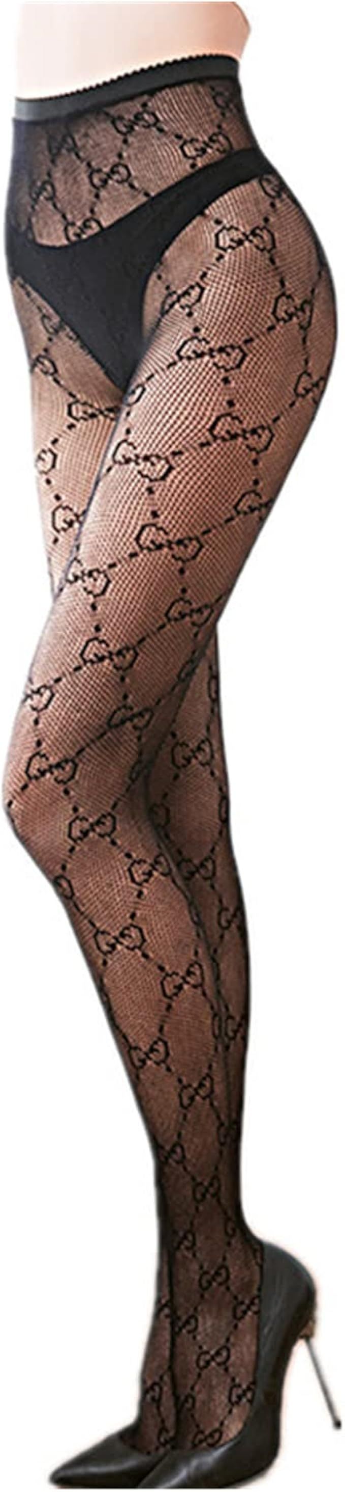 CHAIHX Double Letter CC Transparent Slim Pantyhose Fishnet Stockings Sexy Stockings Pantyhose Par... | Amazon (US)