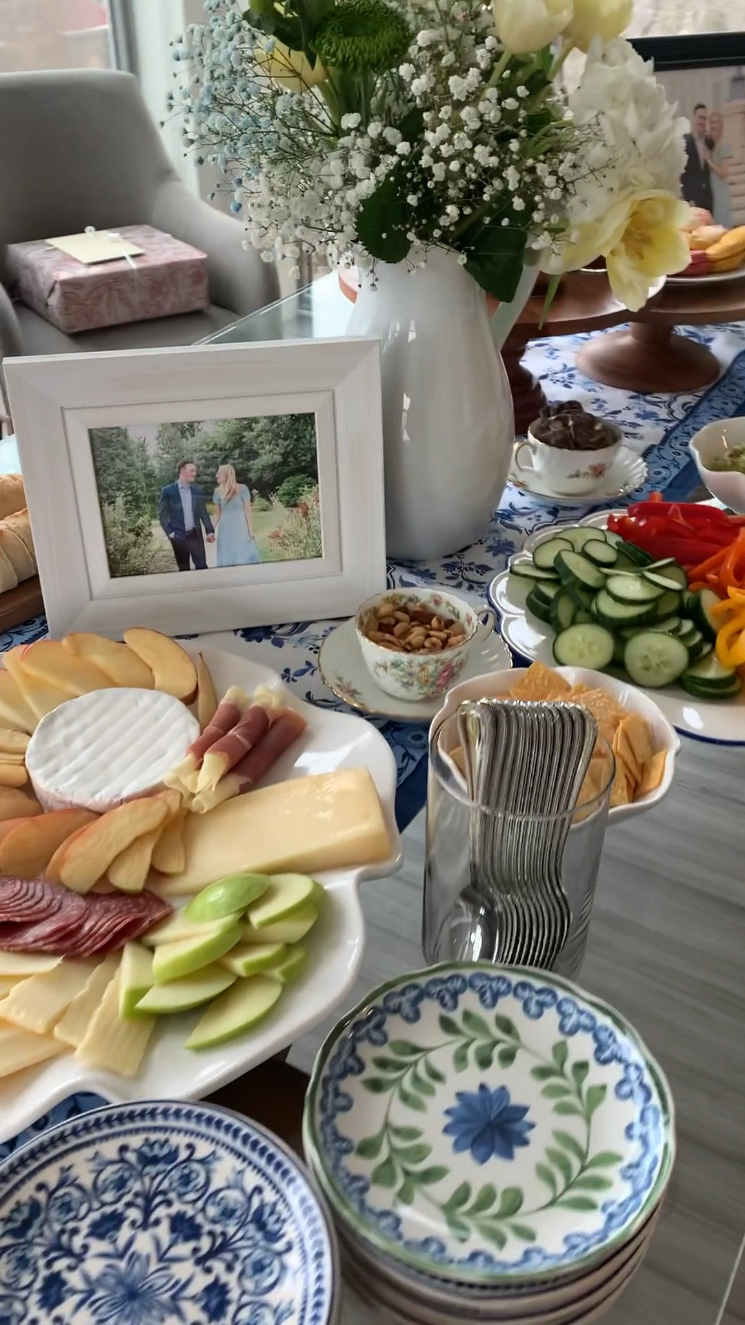 Spring bridal brunch 💙🤍💐 loved pulling together this classic blue and white spread. #somethingblue
Wooden alphabet cheese tray on sale⚠️

#LTKhome #LTKSale #LTKwedding