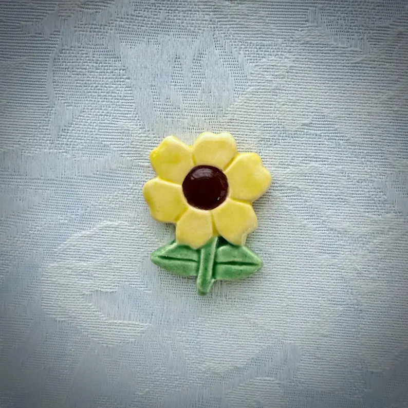 Yellow Ceramic Sunflower, Hand Painted Art Tile, Garden Mosaic Supply - Etsy | Etsy (US)