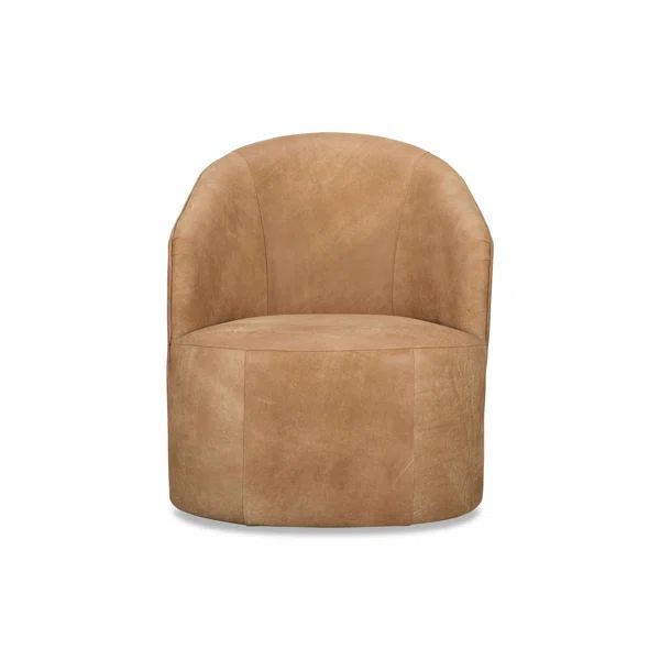 Deryn Leather Swivel Barrel Chair | Wayfair North America