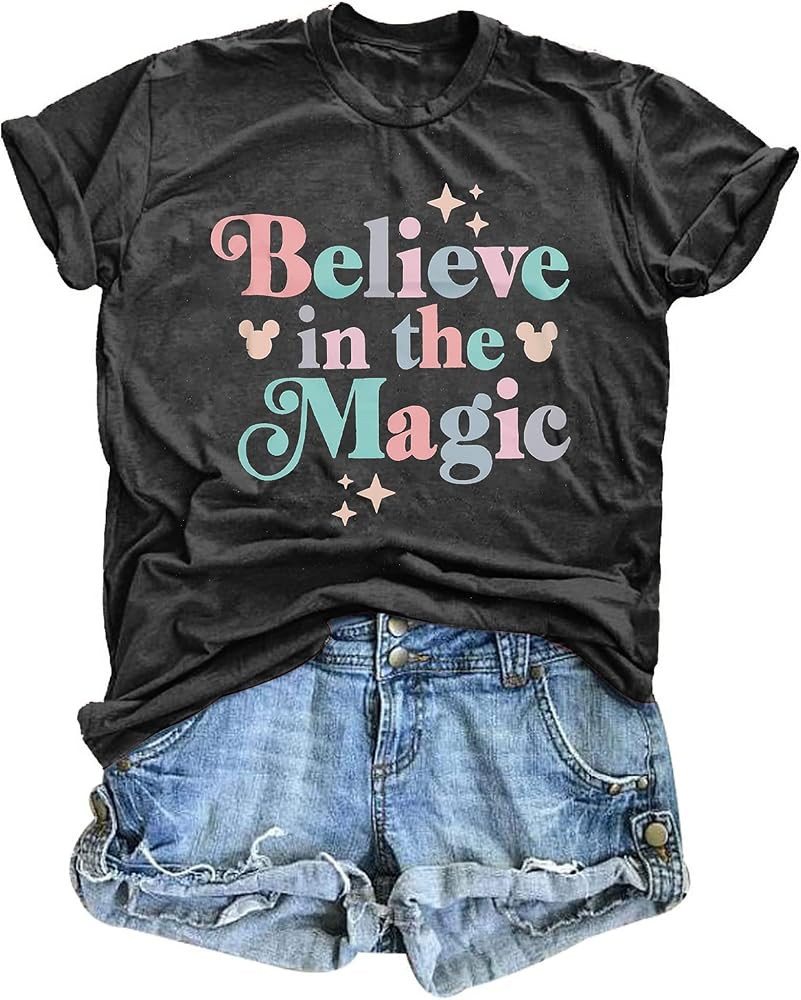 Magical Shirt for Women Magic Kingdom Tshirt Cute Castle Graphic Tee Family Holiday Vacation Shor... | Amazon (US)