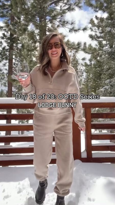 🎥 Day 18 of 20 OOTD Series: Lodge bunny 🤍 Staying warm at the cabin while everyone is boarding 🏂 Which character do you play at the ski mountain? 

🛍️ Loving this matching set for our cabin getaway—it’s so cozy and soft! 

Loungewear, matching set, sweatshirt, sweatpants, sunglasses, boots, spring outfit, vacation outfit, Abercrombie, The Stylizt 

#LTKfindsunder100 #LTKfindsunder50 #LTKSeasonal