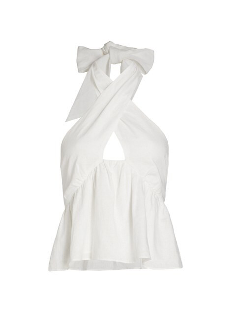 Milly Cutout Linen Halter Top | Saks Fifth Avenue
