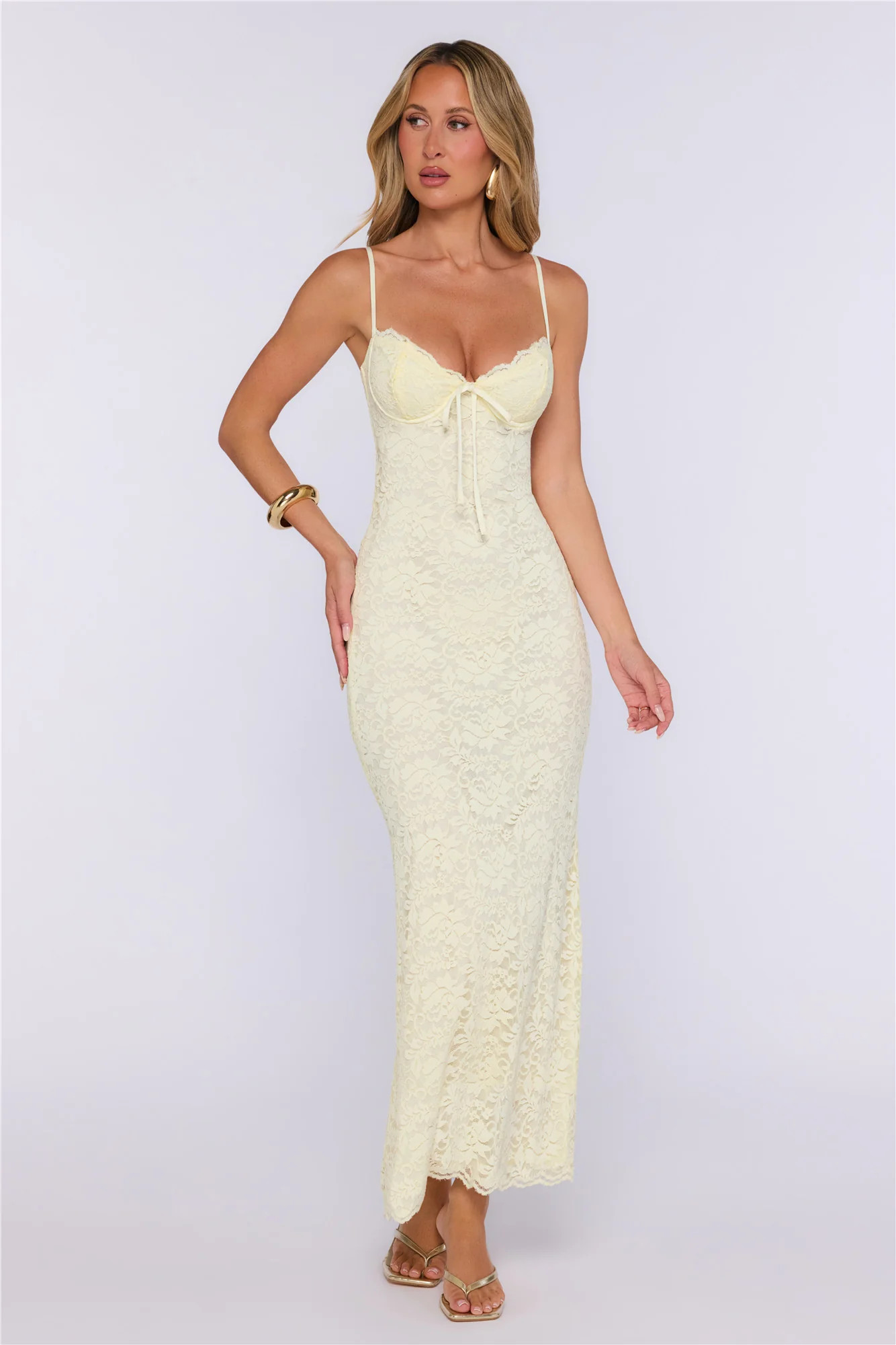 Dream Vision Lace Maxi Dress Yellow | Hello Molly (US)