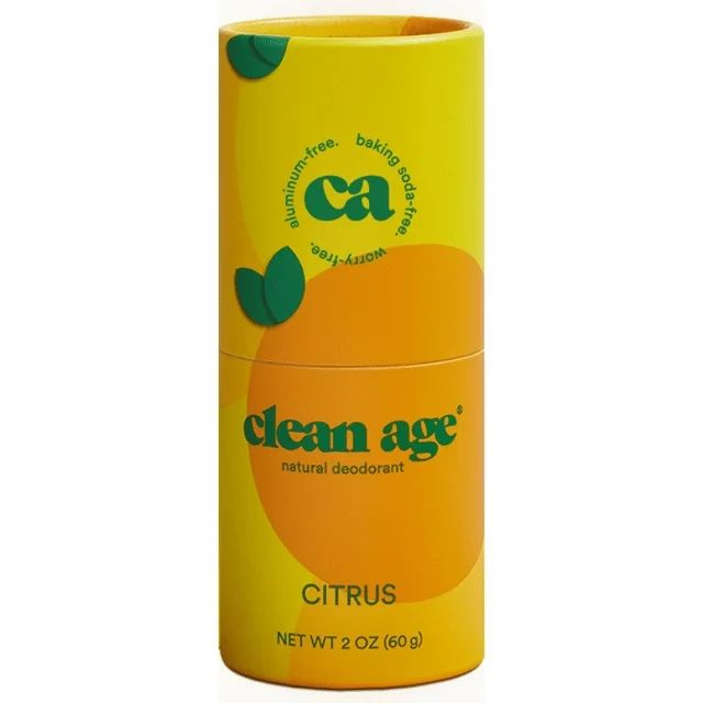 Clean Age Natural Deodorant for Teens, Women, Men | Aluminum Free, Baking Soda Free, Citrus 2 oz. | Walmart (US)