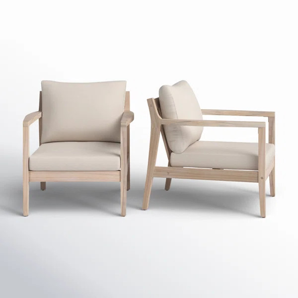 Amina Acacia Outdoor Lounge Chair with Cushion | Joss & Main