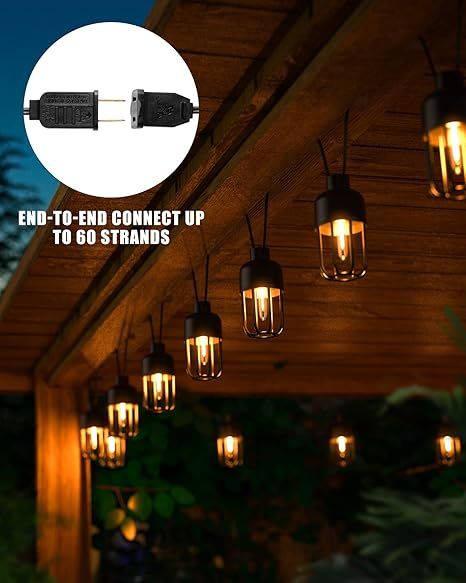 Patio String Lights Outdoor - 24Ft Waterproof Connectable Cafe Lights with 13 Bulbs (1spare), LED... | Amazon (US)