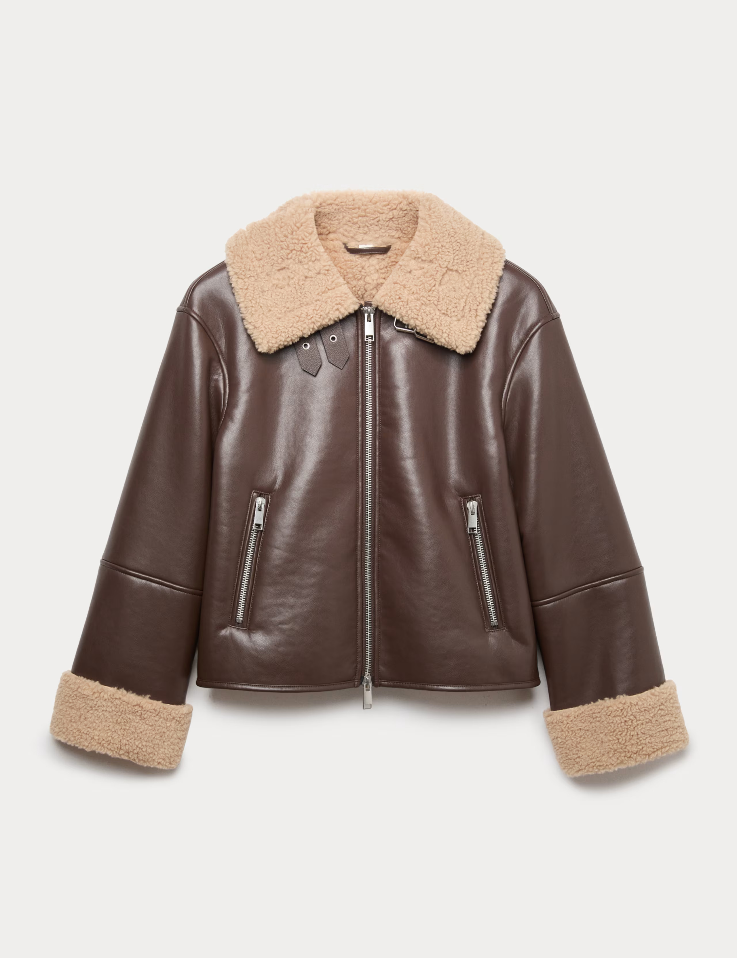 Faux Shearling Buckle Detail Aviator Jacket | Marks & Spencer (UK)