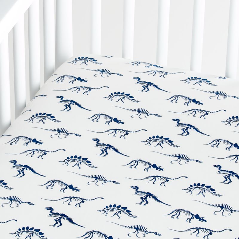 Organic Dino Crib Fitted Sheet + Reviews | Crate and Barrel | Crate & Barrel