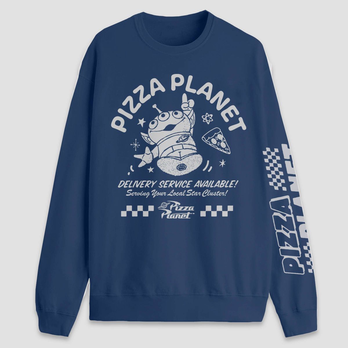 Men's Toy Story Pizza Planet Graphic Pullover Sweatshirt - Navy Blue | Target