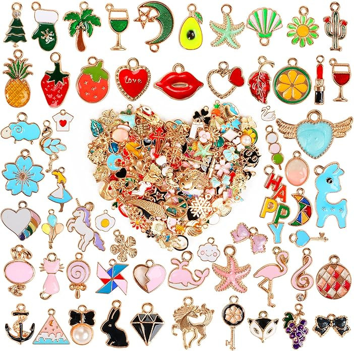 460Pcs Charms for Jewelry Making, Assorted Wholesale Mixed Color Plated Bracelet Charms, Pendants... | Amazon (US)