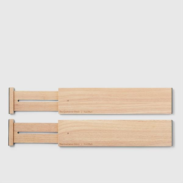 Marie Kondo Shallow Ash Wood Kitchen Drawer Divider Natural Pkg/2 | The Container Store