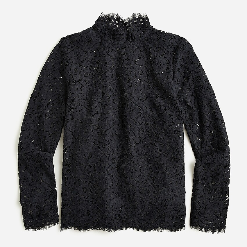 Scalloped lace mockneck top | J. Crew US