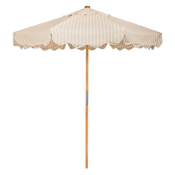 Business & Pleasure Co. Market Umbrella, Monaco Natural Stripe, 84 | West Elm (US)