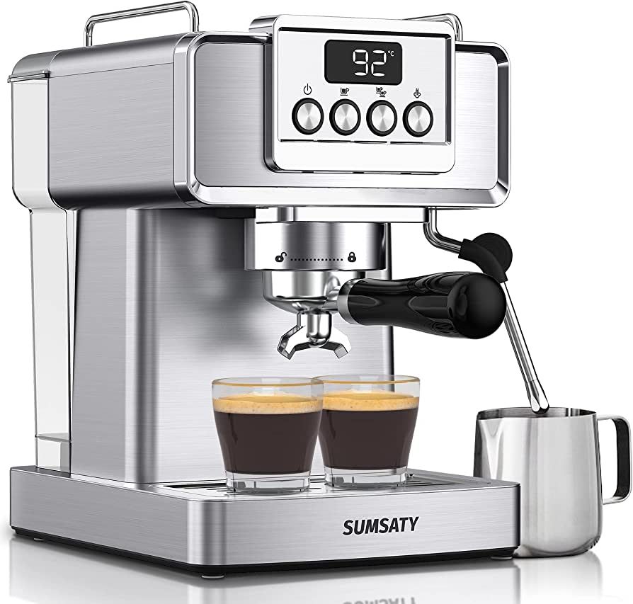 SUMSATY Espresso Machine, Stainless Steel Espresso Machine with Milk Frother for Latte, Cappuccin... | Amazon (US)