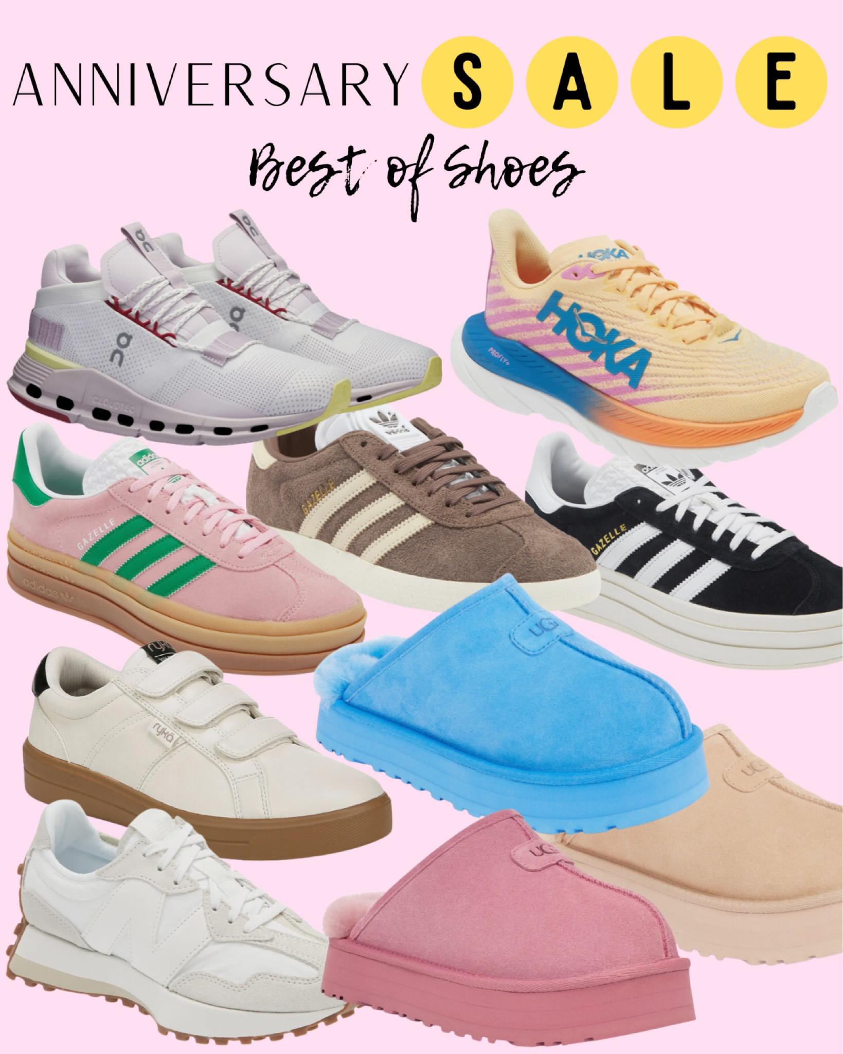 Nordstrom anniversary sale sneakers / NSALE / oncloud cloudnovas / pink adidas gazelle bold (size down half) / pink platform Ugg slippers 

#LTKxNSale #LTKShoeCrush #LTKSummerSales