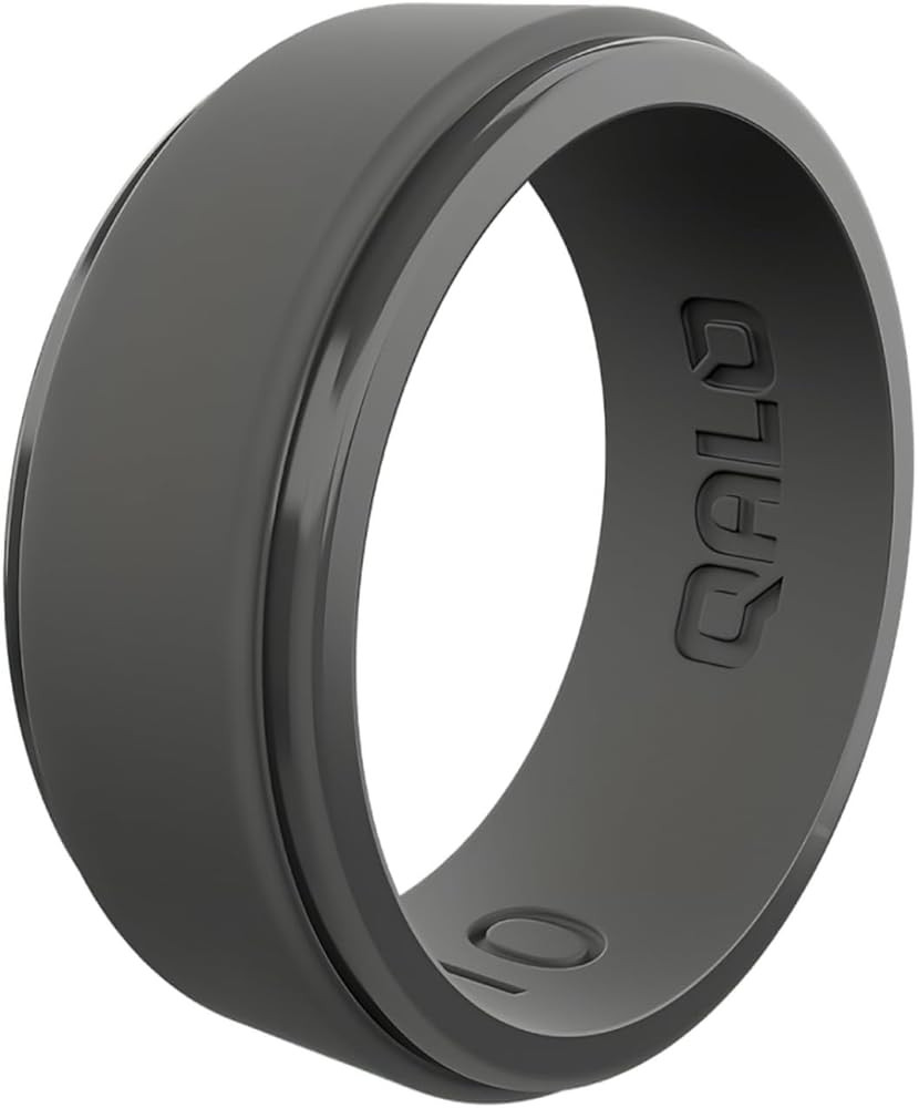 QALO Men's Silicone Wedding Band - 9mm Wide x 2mm Thick - Step Edge, Hexagonal & Engraved Mens Si... | Amazon (US)