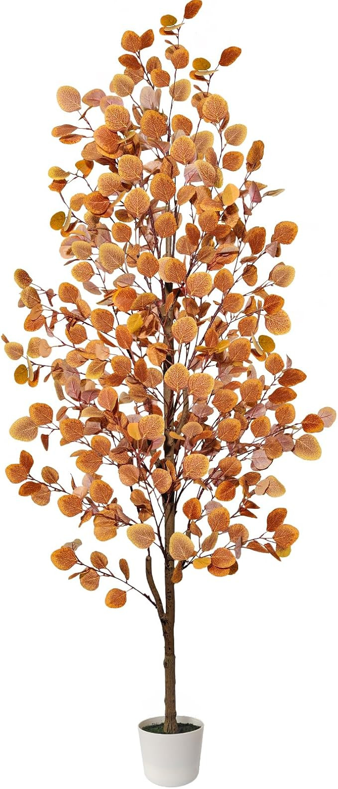 Artificial Eucalyptus Tree, Fall Tree for Outdoor Indoor Porch Entryway, Orange Potted Fake Tall ... | Amazon (US)