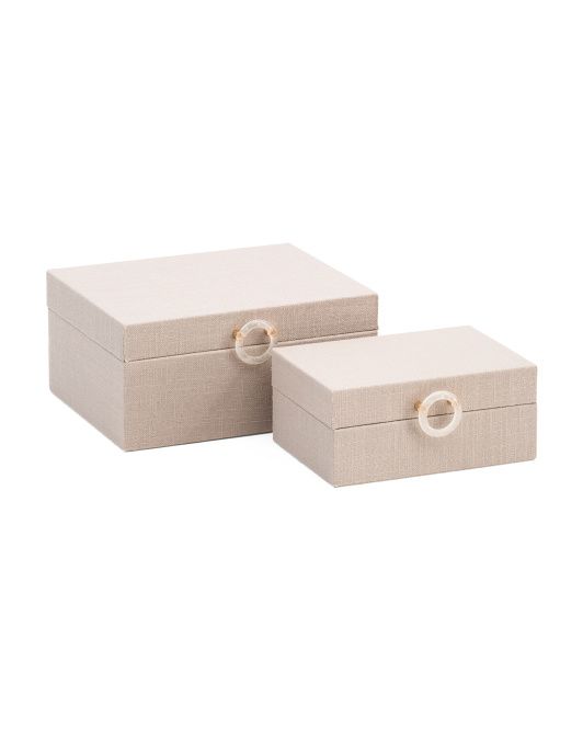 Set Of 2 Wood Boxes With Ring Detail | TJ Maxx