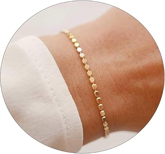 Kyerlyn 14K Gold Plated Handmade Dainty Dot Bracelet Cute Thin Everyday Bracelets for Women Men S... | Amazon (US)